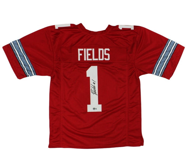 Justin Fields Signed Ohio Custom Red Jersey