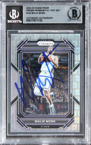 Kings Malik Monk Signed 2022 Panini Prizm Premium FS #142 Card BAS Slabbed