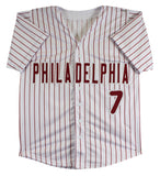 Trea Turner Authentic Signed White Pinstripe Pro Style Jersey Autographed JSA