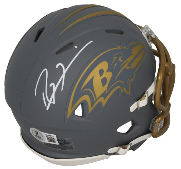 Ray Lewis Autographed Baltimore Ravens 'Slate' Mini Speed Helmet Beckett