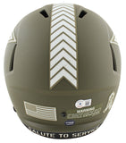 Cowboys Emmitt Smith Signed Salute To Service Full Size Speed Rep Helmet BAS Wit