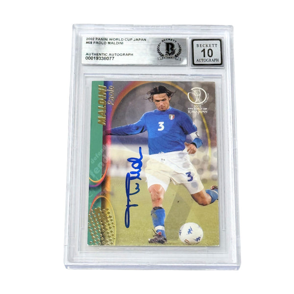 Paolo Maldini Signed 2002 Panini World Cup Japan #68 - BGS 10 AUTO