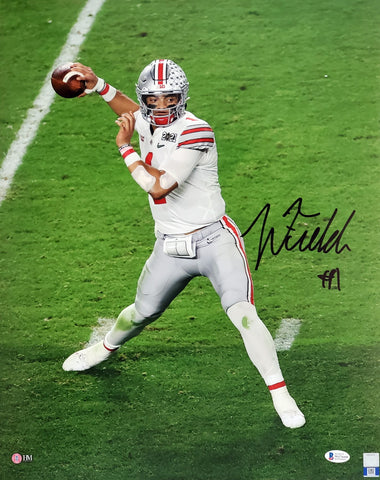 Justin Fields Autographed Signed 16x20 Photo Ohio State Buckeyes Beckett