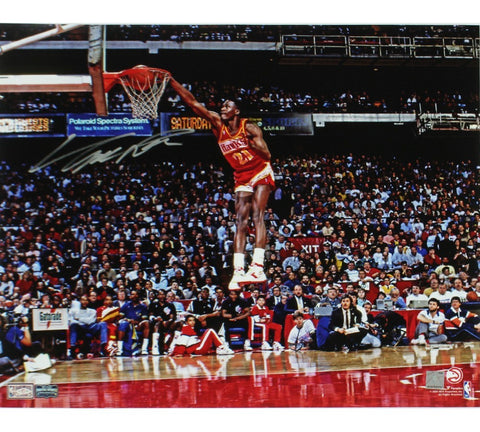 Dominique Wilkins Signed Atlanta Hawks Unframed 16x20 Slam Dunk NBA Photo