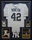 FRAMED N.Y. YANKEES MARIANO RIVERA AUTOGRAPHED SIGNED INSC JERSEY BECKETT HOLO
