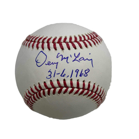 Autographed/Signed Denny McLain 31-6, 1968 Rawlings Baseball ROML JSA COA