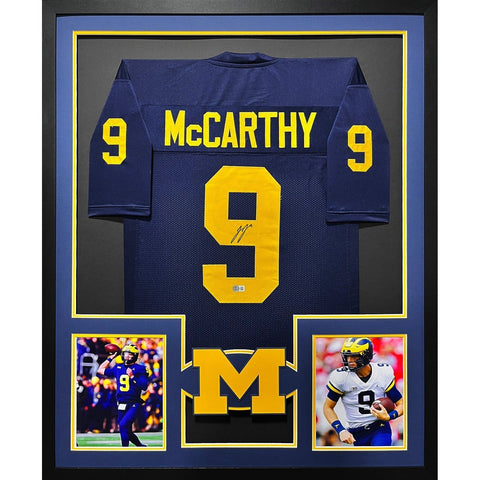 JJ McCarthy Autographed Signed Framed Michigan 2P Jersey BECKETT