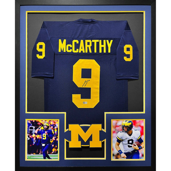 JJ McCarthy Autographed Signed Framed Michigan 2P Jersey BECKETT