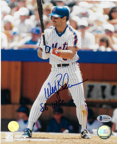 Wally Backman Signed New York Mets 8x10 Photo W/ 86 WSC Beckett Authenticated