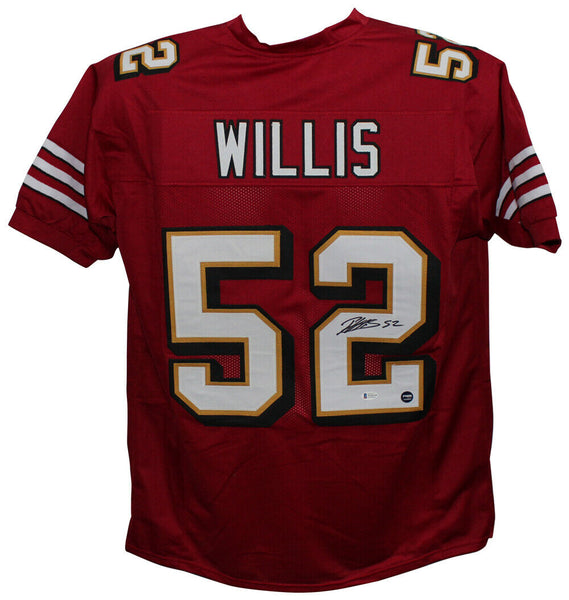 Patrick Willis Autographed/Signed Pro Style 3 Layer Red XL Jersey BAS 32568