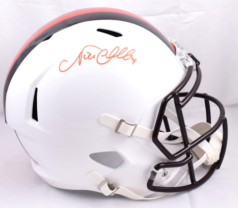 Nick Chubb Autographed Browns F/S Alternate 2023 Speed Helmet-Beckett W Holo