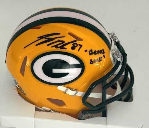 Packers JORDY NELSON Signed Riddell Speed Mini Helmet AUTO w/ "Bears Suck" - BAS