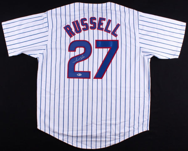 Addison Russell Signed Pinstriped Chicago Cubs Jersey (Beckett) 2016 All Star SS