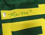 Oregon Ducks Bo Nix Autographed Signed Green Jersey Beckett BAS QR #BH52786