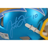Justin Herbert Autographed Los Angeles Chargers Flash Mini Helmet Fanatics 50082