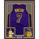 Framed Autographed/Signed Gabe Vincent 35x39 LA Purple Jersey Beckett COA