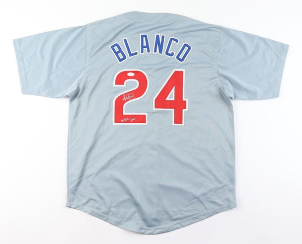 Henry Blanco Signed Chicago Cubs Jersey "WSC 2016" (JSA COA) Catcher and Coach