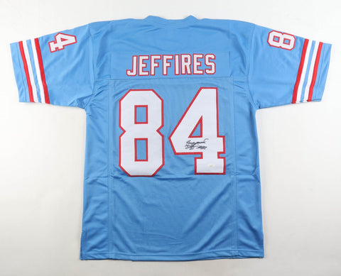 Haywood Jeffires Signed Oilers Powder Jersey (JSA COA) Houston 3xPro Bowl W.R.