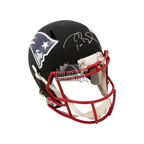 Tom Brady Autographed Patriots Flat Black Replica F/S Helmet - Fanatics LOA