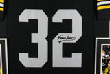Franco Harris Autographed/Signed Pro Style Framed Black XL Jersey BAS 40134