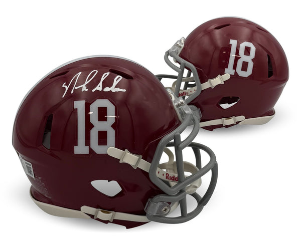 Nick Saban Autographed Alabama Crimson Tide Signed Football Mini Helmet Beckett