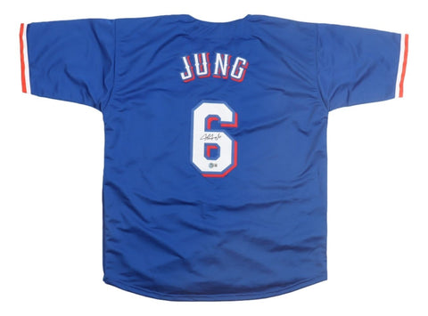 Josh Jung Texas Signed Blue Baseball Jersey BAS