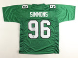 Clyde Simmons Signed Philadelphia Eagles Green Jersey (Beckett) Philly D-Line