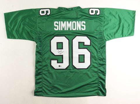 Clyde Simmons Signed Philadelphia Eagles Green Jersey (Beckett) Philly D-Line
