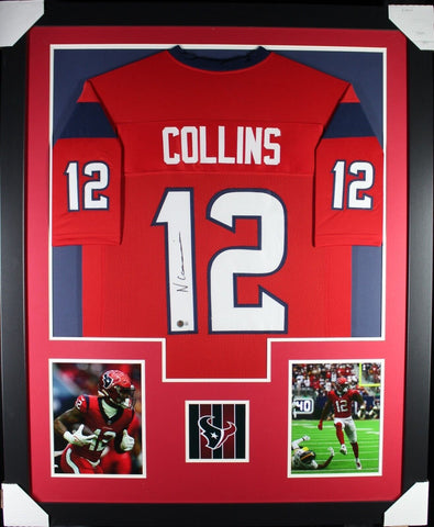 NICO COLLINS (Texans red TOWER) Signed Autographed Framed Jersey Beckett
