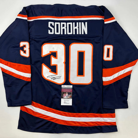 Autographed/Signed Ilya Sorokin New York Reverse Retro Hockey Jersey JSA COA