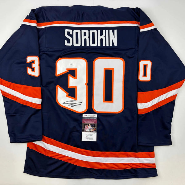 Autographed/Signed Ilya Sorokin New York Reverse Retro Hockey Jersey JSA COA