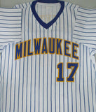 Brewers JIM GANTNER Signed Custom Replica Pin Stripe Retro Jersey AUTO - JSA