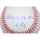 David Ortiz Autographed Boston Red Sox OML Baseball Our F'n City Beckett 50927
