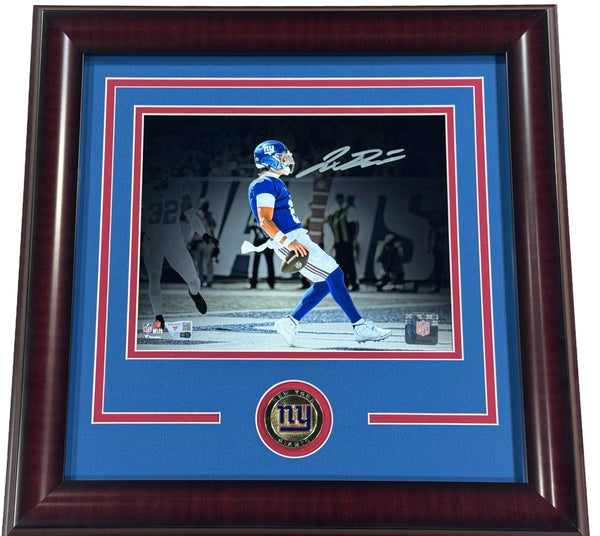 Jaxson Dart Signed 8x10 Framed Photo NY Giants 1st Career TD Auto Fanatics COA