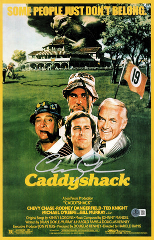 CHEVY CHASE AUTOGRAPHED CADDYSHACK 11X17 MOVIE POSTER BECKETT BAS QR 230652