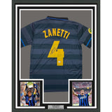 Framed Signed Javier Zanetti 35x39 Inter Milan Navy Jersey Beckett BAS COA