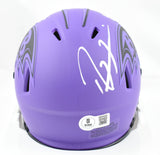 Ray Lewis Autographed Ravens Rave Speed Mini Helmet - Beckett W Holo