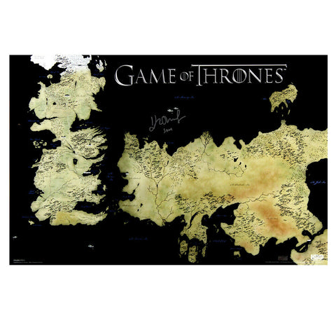 John Bradley Signed Game of Thrones Westeros Map 24x36 Poster with "Sam" Insc
