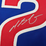 Framed Autographed/Signed Michael Busch 35x39 Chicago Blue Jersey BAS COA