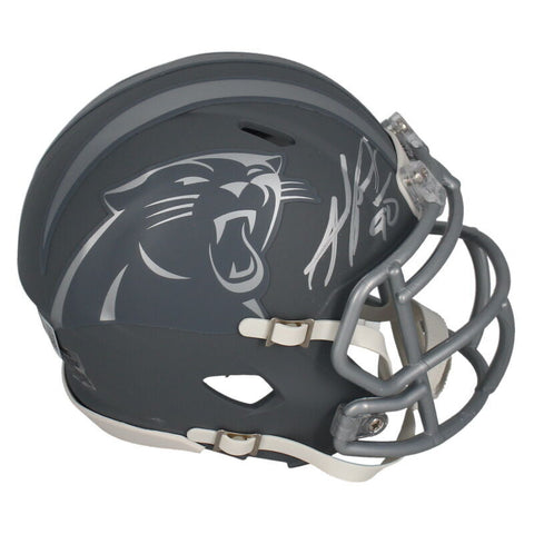 Julius Peppers Autographed (Silver) Panthers Slate Mini Speed Helmet Beckett
