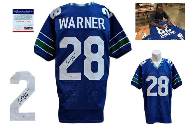 Curt Warner Autographed SIGNED Custom Jersey - PSA/DNA Authenticated w/ Photo 1
