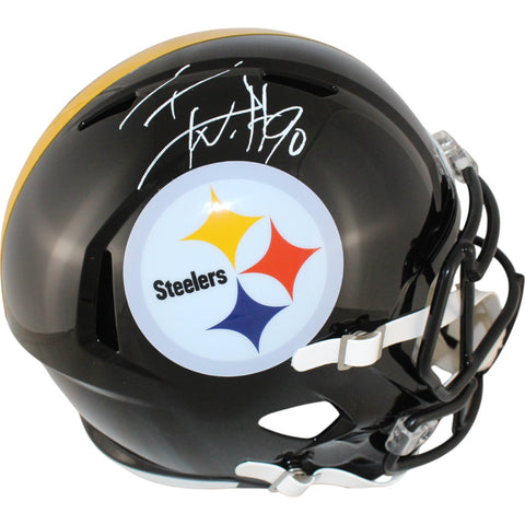 TJ Watt Autographed/Signed Pittsburgh Steelers F/S Helmet Beckett Witness 50943