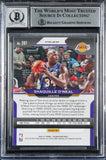 Lakers Shaquille O'Neal Signed 2020 Panini Prizm Grn #207 Card Auto 10 BAS Slab
