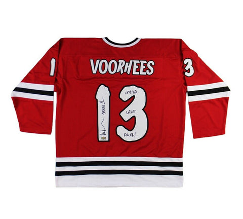 Ari Lehman Signed Friday the 13th Custom Red Jersey - Crystal Lake Killer Insc