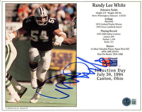Randy White Autographed/Signed Dallas Cowboys 8x10 Photo Beckett 56694