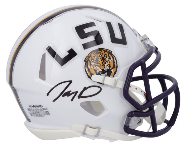 Jayden Daniels Autographed LSU Tigers White Mini Speed Helmet Fanatics