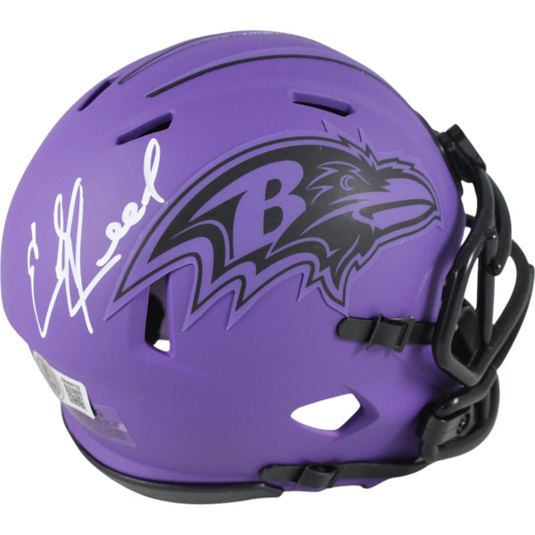 Ed Reed Autographed Baltimore Ravens Rave Mini Helmet Beckett Witness 49251