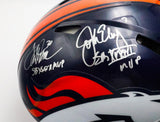 John Elway, Terrell Davis, Von Miller Triple-Autographed Broncos Pro Helmet BAS