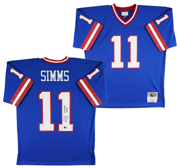 Giants Phil Simms "SB XXI MVP" Signed Blue Mitchell & Ness Jersey BAS Witnessed
