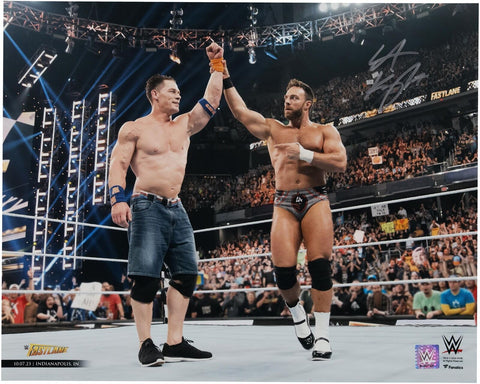 LA Knight WWE Autographed 16" x 20" Raising Cena's Hand Photograph